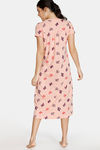 Zivame Texas Dreaming Knit Cotton Mid Length Nightdress - Peach — thumbnail 3